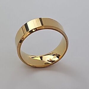 Fashion Solid Color Golden Mirror Stainless Steel Band Rings size. 10 Men's (US)